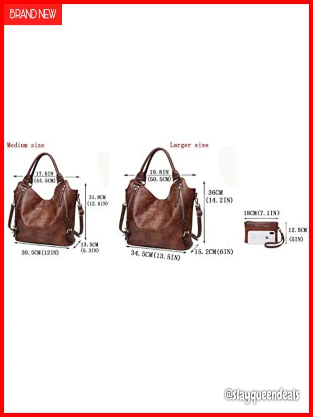 PU Leather Hobo Shoulder Tote Bag with Adjustable Strap